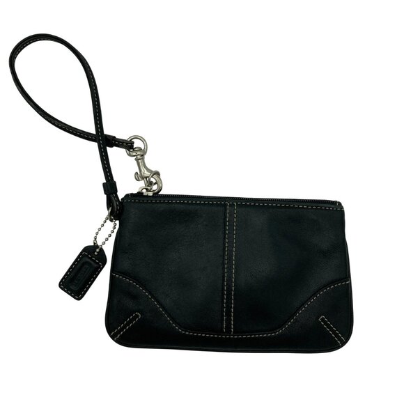 Coach Vintage Contrast Stitching Leather Wristlet - Picture 1 of 6